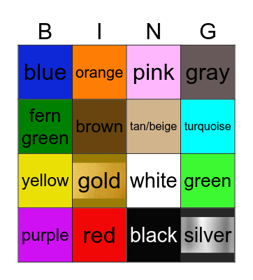 Color Bingo Card
