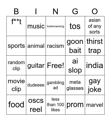 ig reels bingo Card