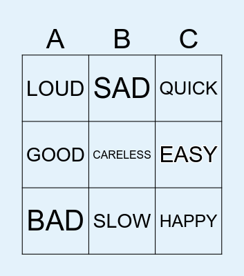 Adjectives in English Bingo Card