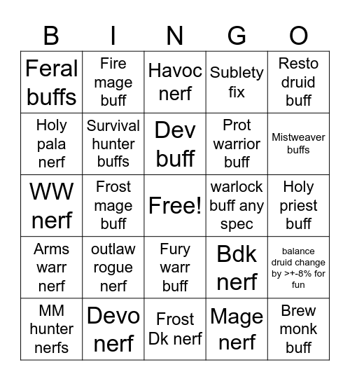 Patch Bingo Card
