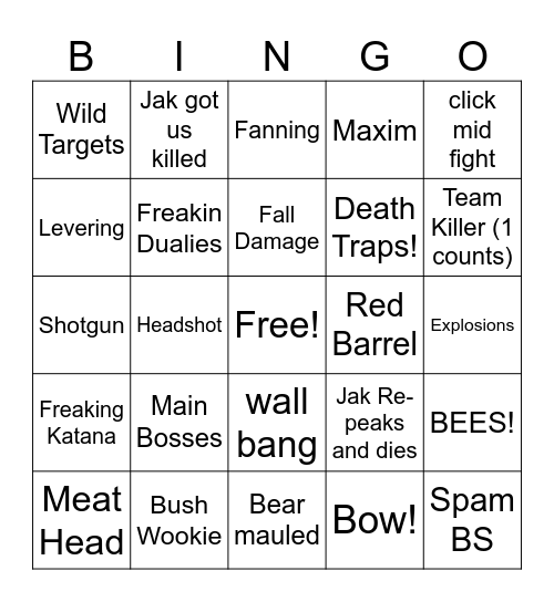 Hunt Bingo Card Bingo Card