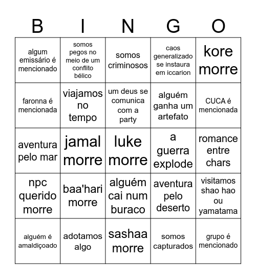 ICCARION 5 Bingo Card