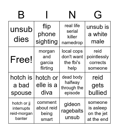 criminal minds brainrot bingo (season 1) Bingo Card