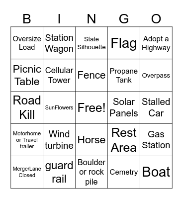 Montana/Wyoming Bingo Card