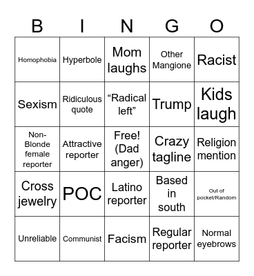 Fox News Bingo Card