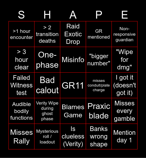 Edging Bingo Card