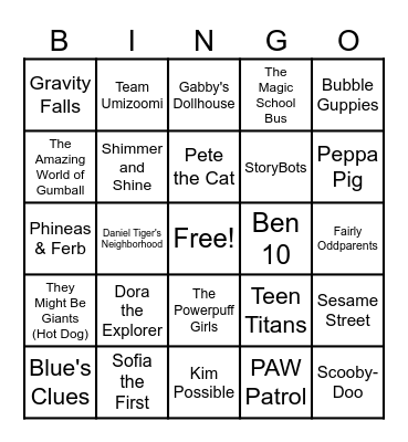 TV Show Music Bingo Card