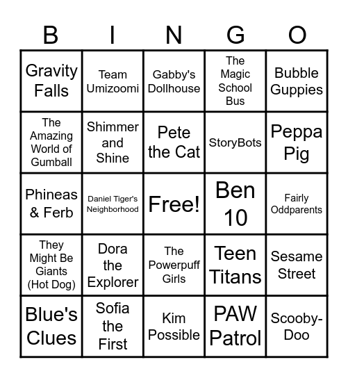 TV Show Music Bingo Card