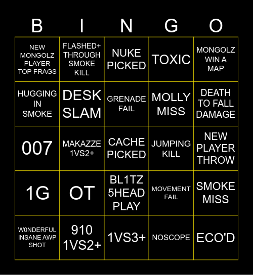 Mongolz VS. Navi Bingo Card