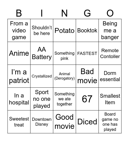 Mikey’s target bingo Card