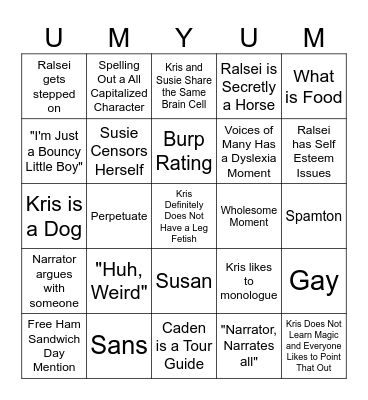 Deltarune Friends Bingo Card