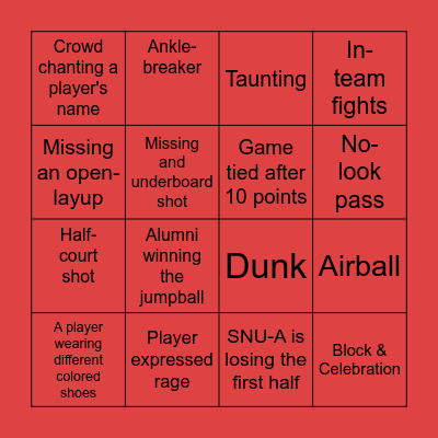 Basketball Bingo Card