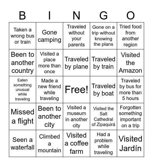 Have you ever...? Bingo Card
