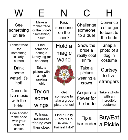 Wench to Wife Bingo Card