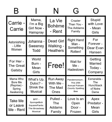 DRAMA CAMP BINGO Card
