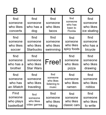 Get to Know You BINGO! Bingo Card