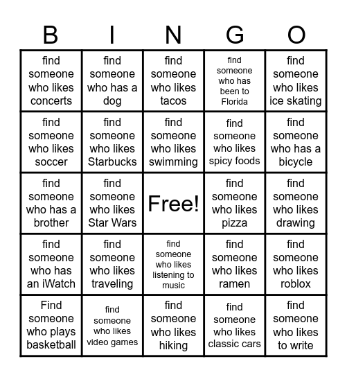 Get to Know You BINGO! Bingo Card