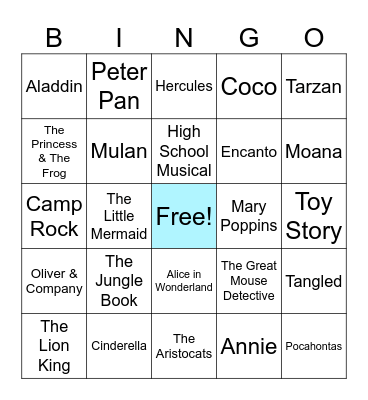 Disney Bingo Card