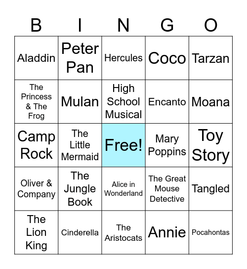 Disney Bingo Card