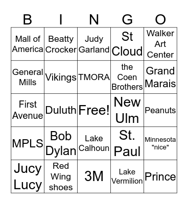 !Minnesota! Bingo Card