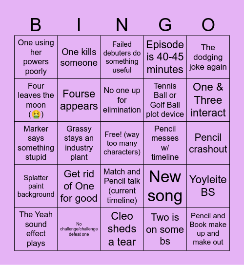 TPOT 24 Bingo Card