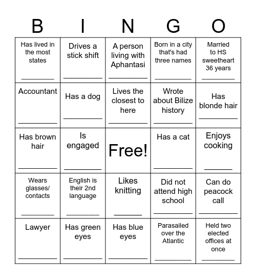 Do You Know Me Now? Bingo Card