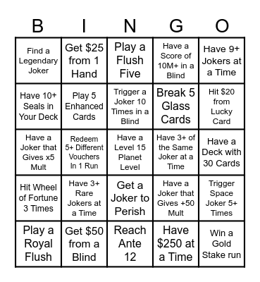 Balatro Bingo Card