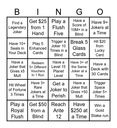 Balatro Bingo Card