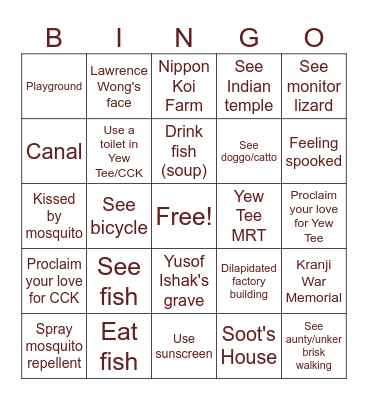 Yew Tee/CCK Redemption Arc Bingo Card