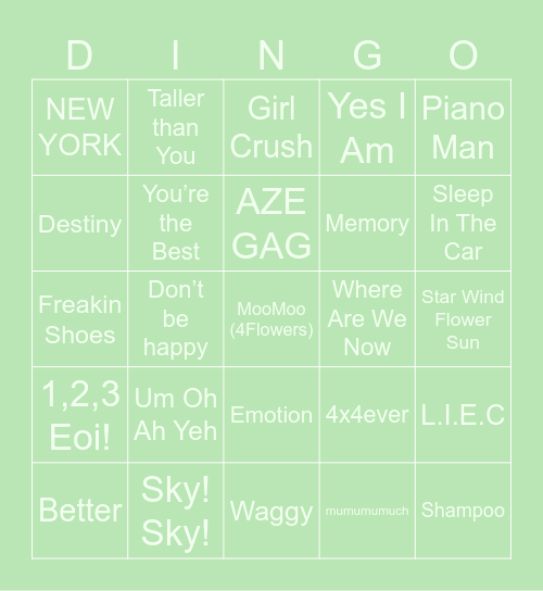 Mamamoo Dingo Bingo Card