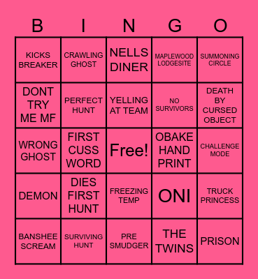 PHASMOPHOIBA Bingo Card