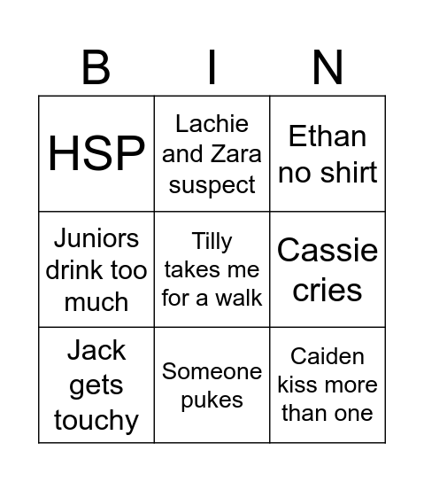 Habes and Oscars Bingo Card