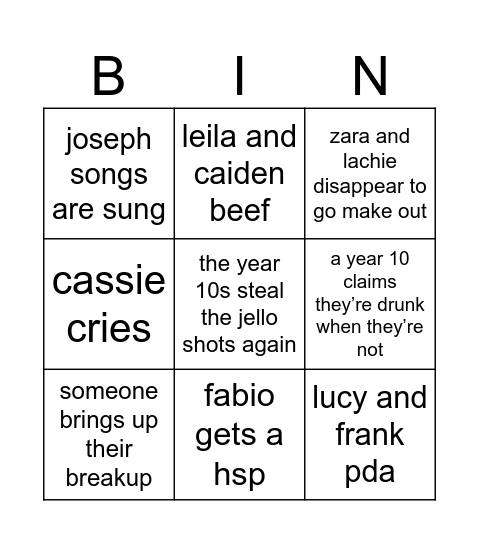 Untitled Bingo Card