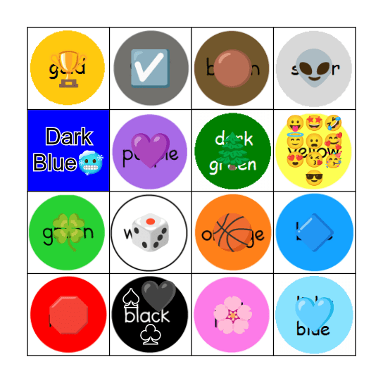 COLOURS NAME Bingo Card