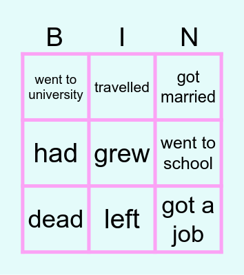 Past Simple Verbs Bingo Card