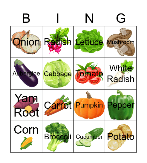 VEGETABLES BINGO Card