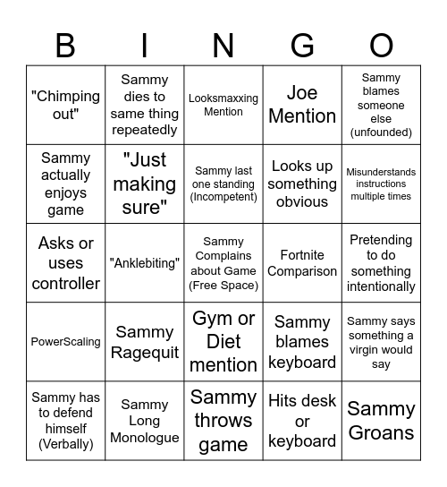 Sammy Bingo Card