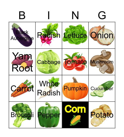 VEGETABLES BINGO Card