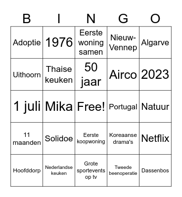 TICIA 50 BINGO Card