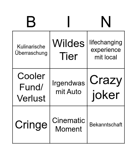 DIE TÜRKEN MACHEN DAS MÖGLICHE UNMÖGLICH Bingo Card