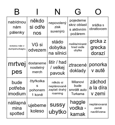 Turecko + Balkán bingo Card