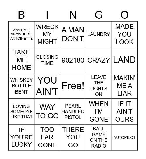 NEW BOOTS Bingo Card