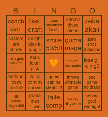 🍊 HLE GAME DAY 🍊 Bingo Card