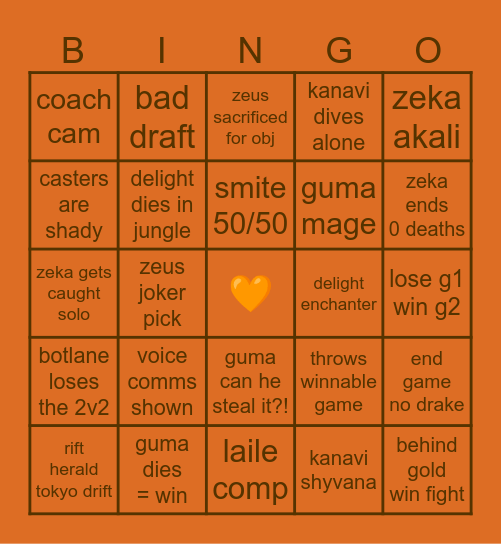 🍊 HLE GAME DAY 🍊 Bingo Card