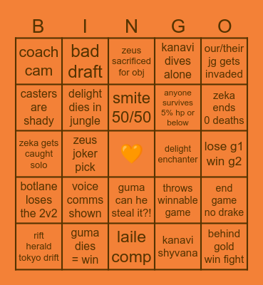 🍊 HLE GAME DAY 🍊 Bingo Card