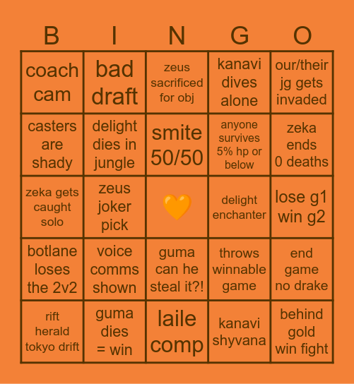 🍊 HLE GAME DAY 🍊 Bingo Card