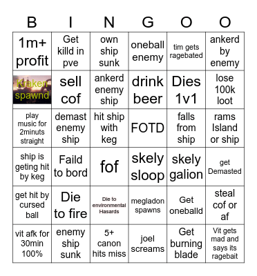Sea of thives bingo Card