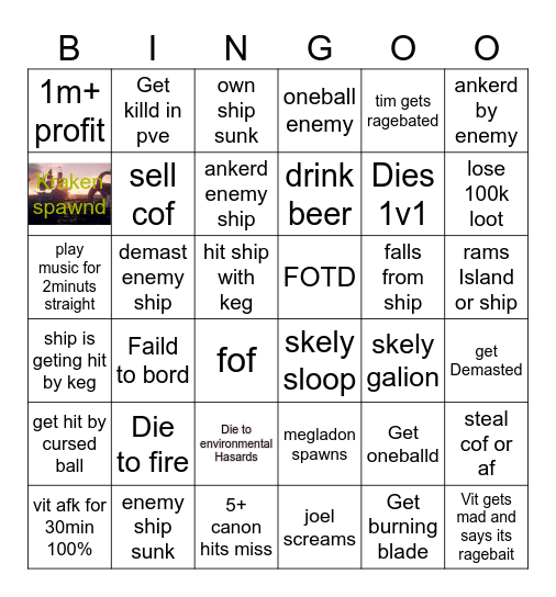 Sea of thives bingo Card