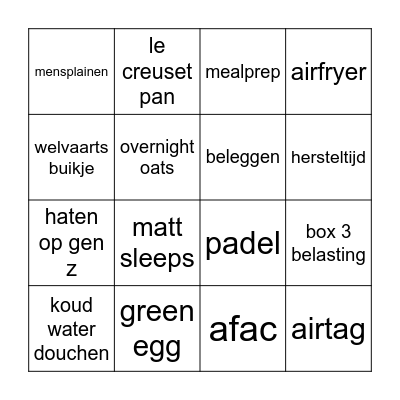 MID MIDLIFE Bingo Card