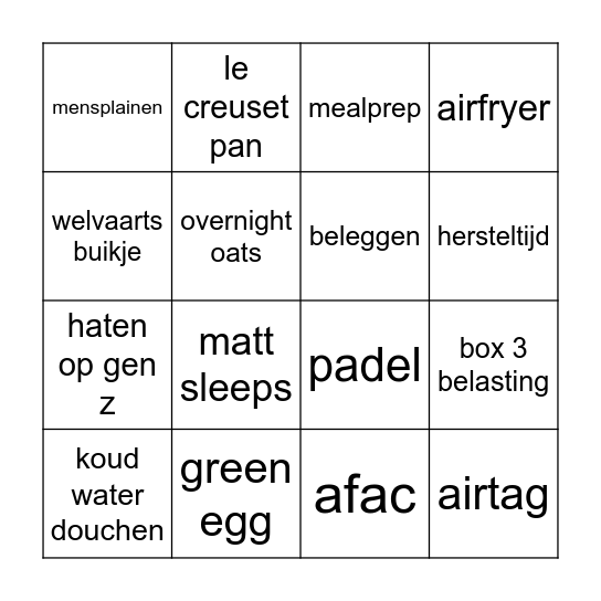 MID MIDLIFE Bingo Card